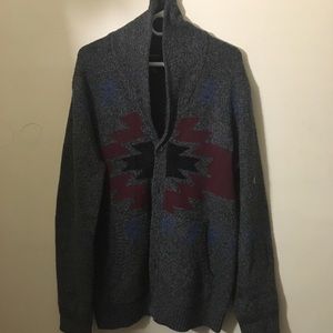 Forever 21 Grey Aztec Knit Coat Sz XL